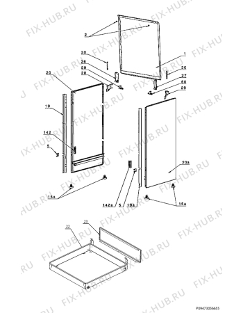 Взрыв-схема плиты (духовки) Electrolux EKM511500W - Схема узла Housing 001